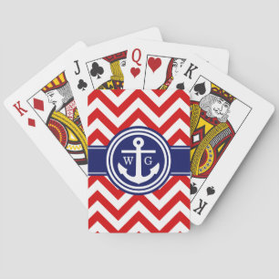 Red Navy Blue Whlpool LG Zickzack Anchor Monogram Spielkarten