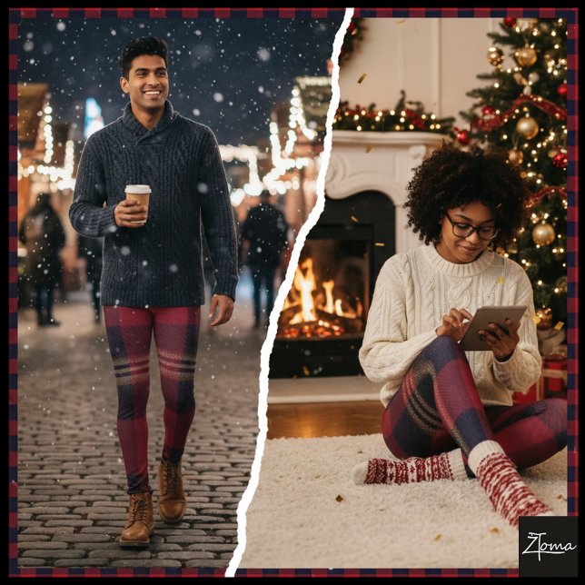 Red Navy Buffalo Plaid Flannel Tartan Leggings (Von Creator hochgeladen)