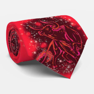Red Neck Tie Bulls laufen Starry Night Krawatte