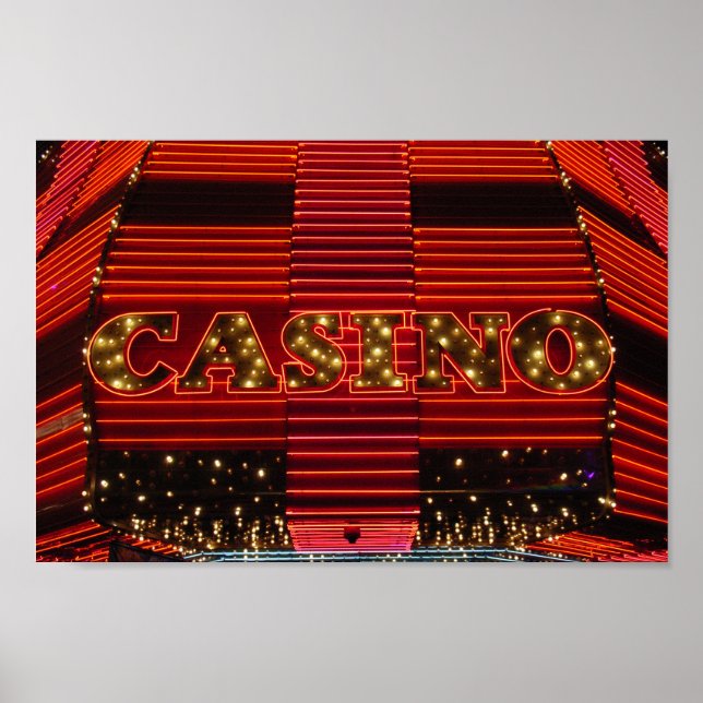 Red Neon Casino-Zeichen in Las Vegas Poster (Vorne)