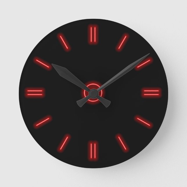 Red Neon Clock Runde Wanduhr (Vorderseite)