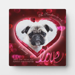Red Neon Hearts & Liebe, Custom Pet Foto - Square Fotoplatte