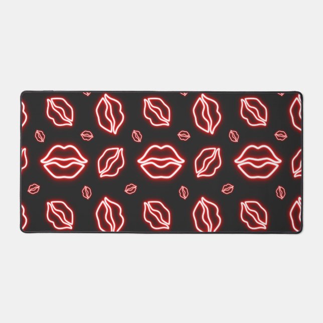 Red Neon Kiss Schreibtischunterlage (Vorderseite)