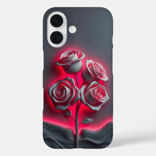 Red Neon Rose auf Black Case-Mate iPhone Case