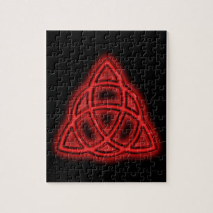 Red Neon Triquetra Puzzle