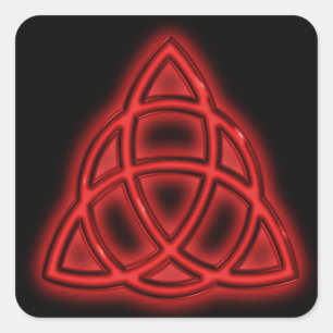 Red Neon Triquetra Quadratischer Aufkleber