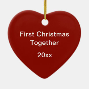 Red Nested Hexagons First Christmas Herz geformt Keramik Ornament