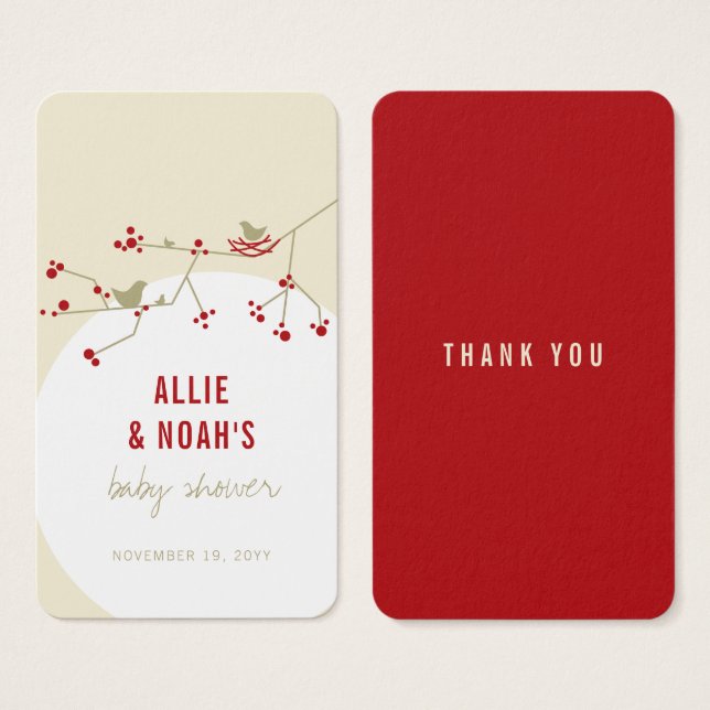 Red Nesting Birds Family Baby Shooting DIY Geschen (Vorne & Hinten)