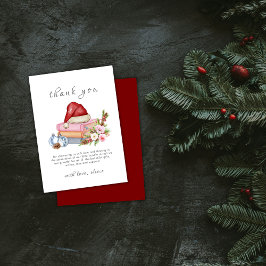 Red New Chapter Begins Winter Floral Baby Shower Dankeskarte