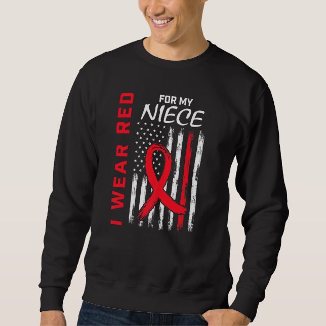 Red Niece Heart Disease Awareness Flag Matching Fa Sweatshirt (Vorderseite)
