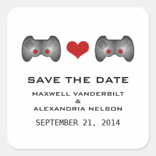 Red Niedlich Gamer Save the Date Stickers
