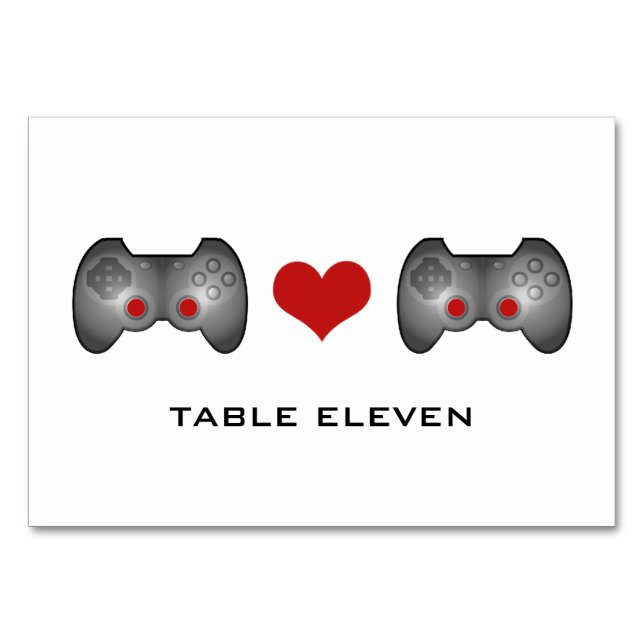 Red Niedlich Gamer Table Card Tischnummer (Vorderseite)
