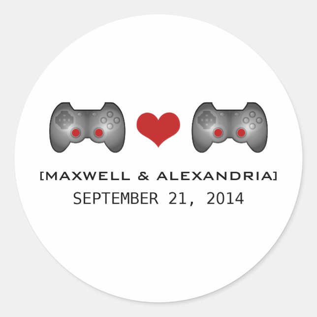 Red Niedlich Gamer Wedding Stickers (Vorderseite)