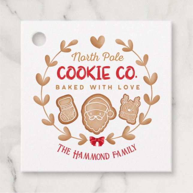 Red Niedlich Gingerbrot Weihnachtskekse Austausch Geschenkanhänger (Vorderseite)