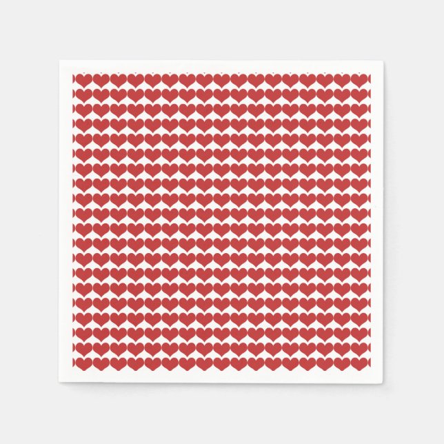 Red Niedlich Hearts Musterpapier Napkins Serviette (Vorderseite)