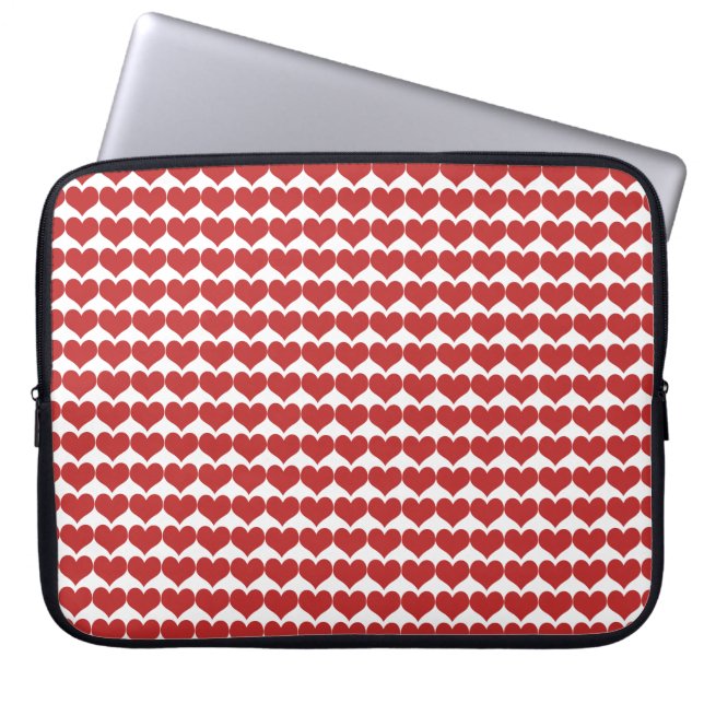 Red Niedlich Hearts Pattern Laptop Sleeve (Vorderseite)