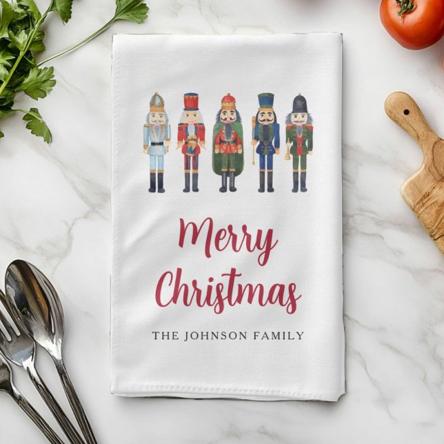 Red Niedlich Nutcracker Frohe Weihnachten Geschirrtuch (Red Cute Nutcracker Merry Christmas Kitchen Towel)