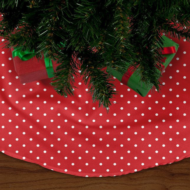 Red Niedlich Polka Dots Fleece Weihnachtsbaumdecke (Von Creator hochgeladen)
