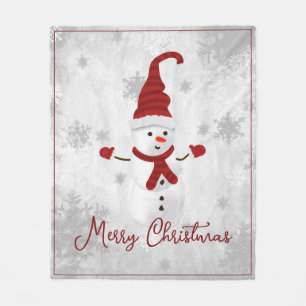Red Niedlich Snowman Holiday Fleece Blanket