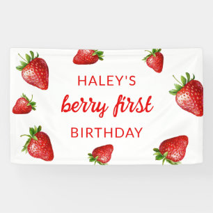 Red Niedlich Strawberry Berry First 1. Baby Birthd Banner