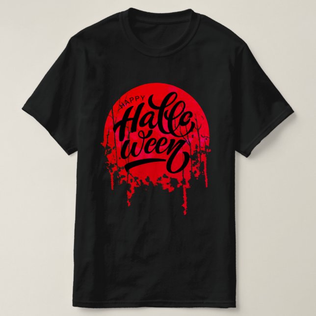 Red Night Happy Halloween T-Shirt (Design vorne)