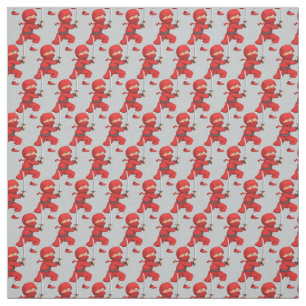 Red Ninja Design Fabric Stoff