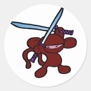 Red Ninja Overhead-No Words Runder Aufkleber