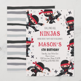 Red Ninja Warrior Martial Arts Geburtstag Einladung