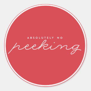 Red No Peeking Weihnachtsaufkleber Runder Aufkleber