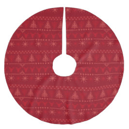 Red Nordic Christmas Pattern Polyester Weihnachtsbaumdecke