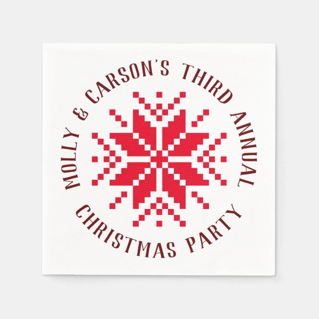 Red Nordic Christmas Sweater Holiday Serviette (Vorderseite)