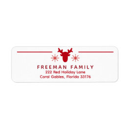 Red Nordic Reindeer Holiday Rücksendeadresse