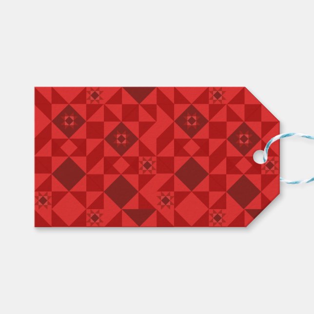 Red Nordic Star Christmas Bright Geschenkanhänger (Vorderseite (Horizontal))