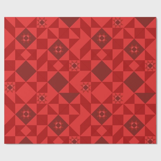Red Nordic Star Christmas Bright Geschenkpapier (Flach)