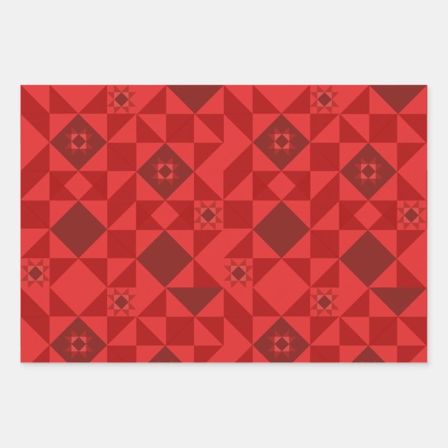 Red Nordic Star Christmas Bright Geschenkpapier Set (Vorderseite)