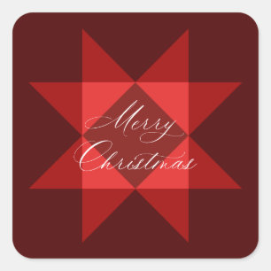 Red Nordic Star Weihnachten Quadratischer Aufkleber