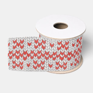 RED NORDIC STRICK 3" Grosgrain Ribbon Ripsband