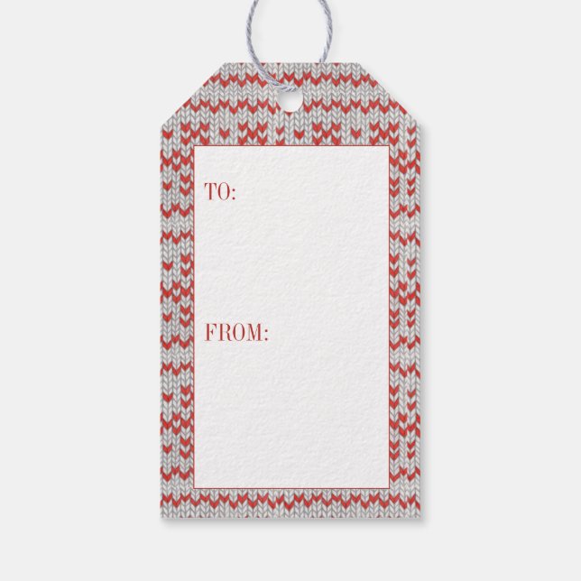 RED NORDIC STRICK - Geschenktasten Geschenkanhänger (Rückseite)