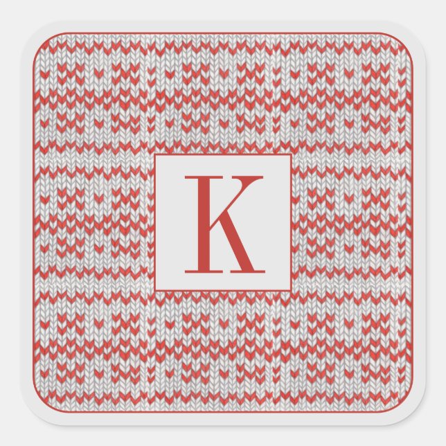 RED NORDIC STRICK Große Square Stickers + Ursprüng (Vorderseite)