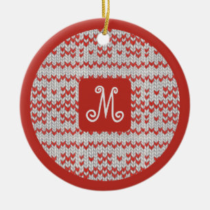 RED NORDIC STRICK Keramik Circle Ornament
