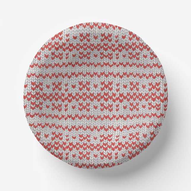 RED NORDIC STRICK Paper Bowls Pappteller (Vorderseite)