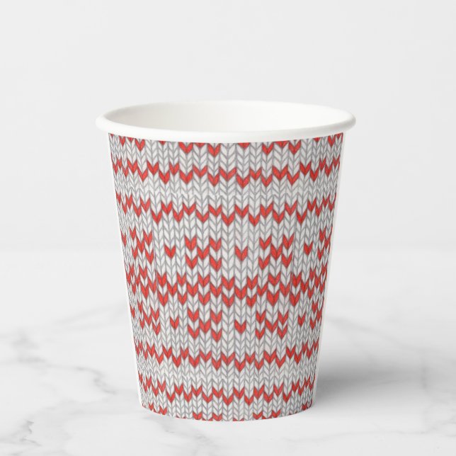 RED NORDIC STRICK Paper Cups Pappbecher (Vorderseite)