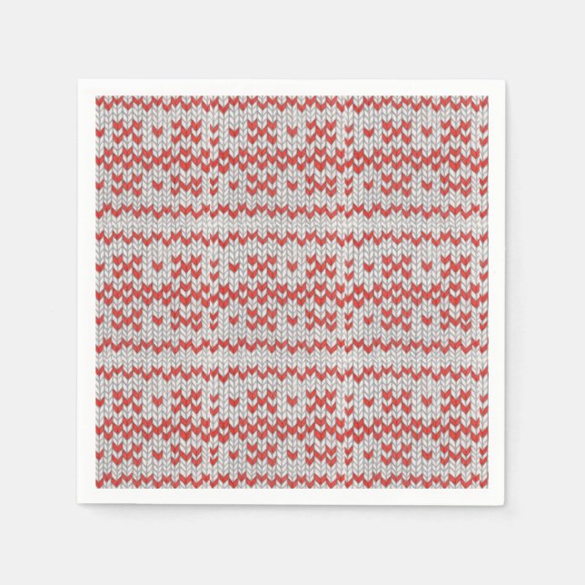 RED NORDIC STRICK Standard Cocktailpapier Napkins Serviette (Vorderseite)