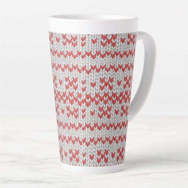 RED NORDIC STRICK Tall Latte Tasse (Rechte Ecke)