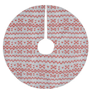 RED NORDIC STRICK Tree Skirt Polyester Weihnachtsbaumdecke