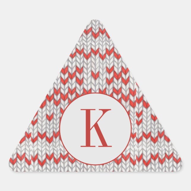 RED NORDIC STRICK Triangle Shape Stickers + Initia (Vorderseite)
