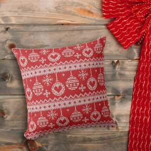 Red Nordic Style Christmas Bull Kissen
