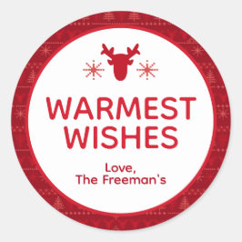 Red Nordic Sweater Warmwünscht Urlaubsaufkleber Runder Aufkleber