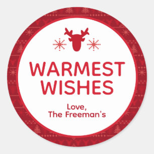 Red Nordic Sweater Warmwünscht Urlaubsaufkleber Runder Aufkleber