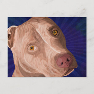 Red Nose Pit Bull mit blauem Hintergrund Postkarte